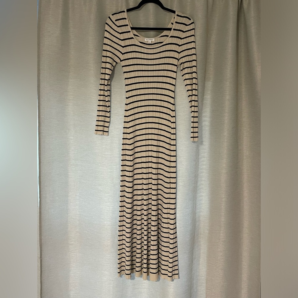 Striped Black and Cream Knit Dress
